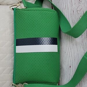 Neoprene Striped Crossbody Perforated Bag
